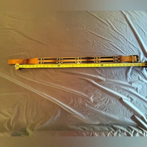 RARE Tory Burch Brown Snakeskin Waist belt black leather gold 2” size M $425 - Picture 9 of 15